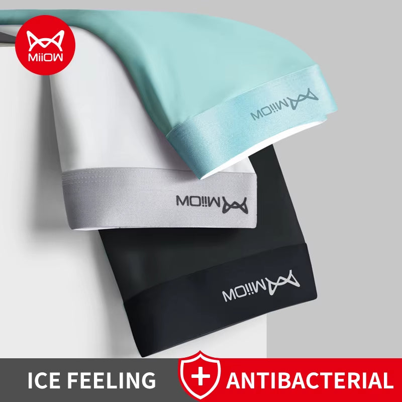 3Pcs Ice Silk Men Boxer Shorts Underwear Antibacterial Boxershorts Cueca Male Panties Fashion Men Underpants Lingeries 5XL