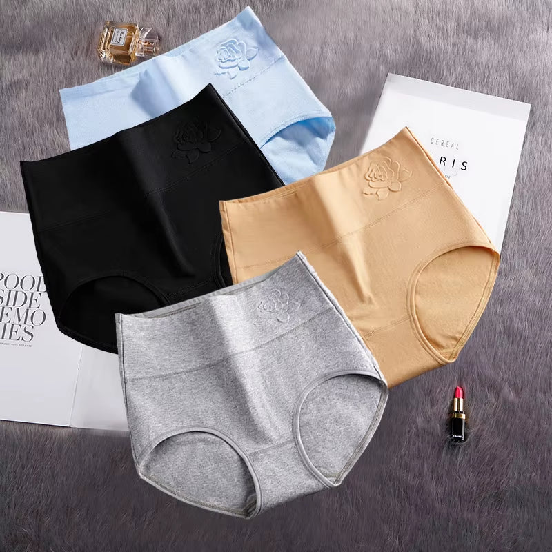 4Pcs/Lot Women'S Panties High Waist Underwear Cotton Abdominal plus Size Briefs Girls Seamless Underpants Sexy Lingeries Female
