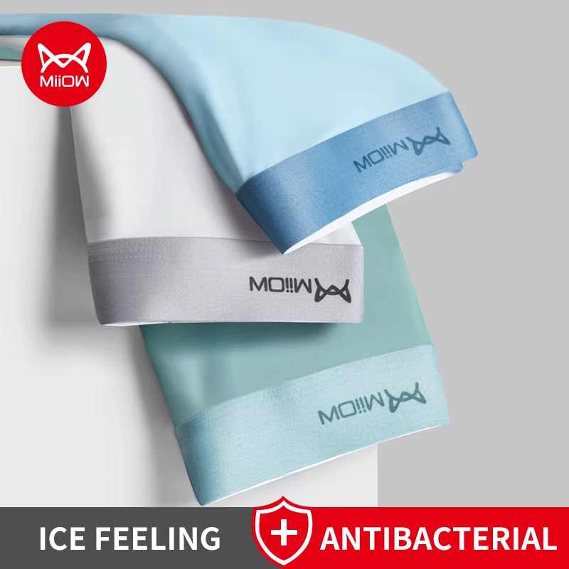 3Pcs Ice Silk Men Boxer Shorts Underwear Antibacterial Boxershorts Cueca Male Panties Fashion Men Underpants Lingeries 5XL