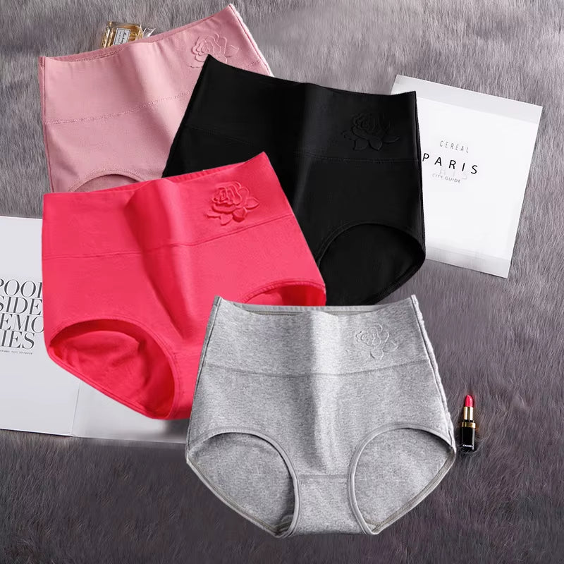 4Pcs/Lot Women'S Panties High Waist Underwear Cotton Abdominal plus Size Briefs Girls Seamless Underpants Sexy Lingeries Female