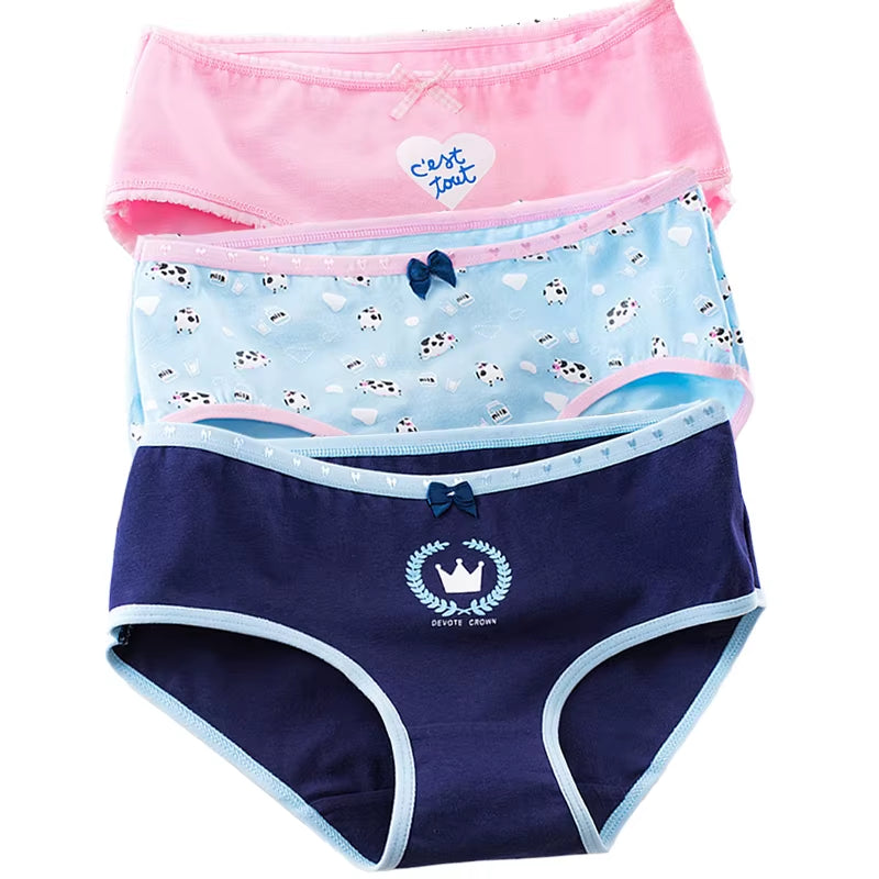 3Pcs/Lot Underwear Women'S Panties Girls Cotton Briefs Seamless Panty Breathable Bow plus Size Underpants Female Sexy Lingeries