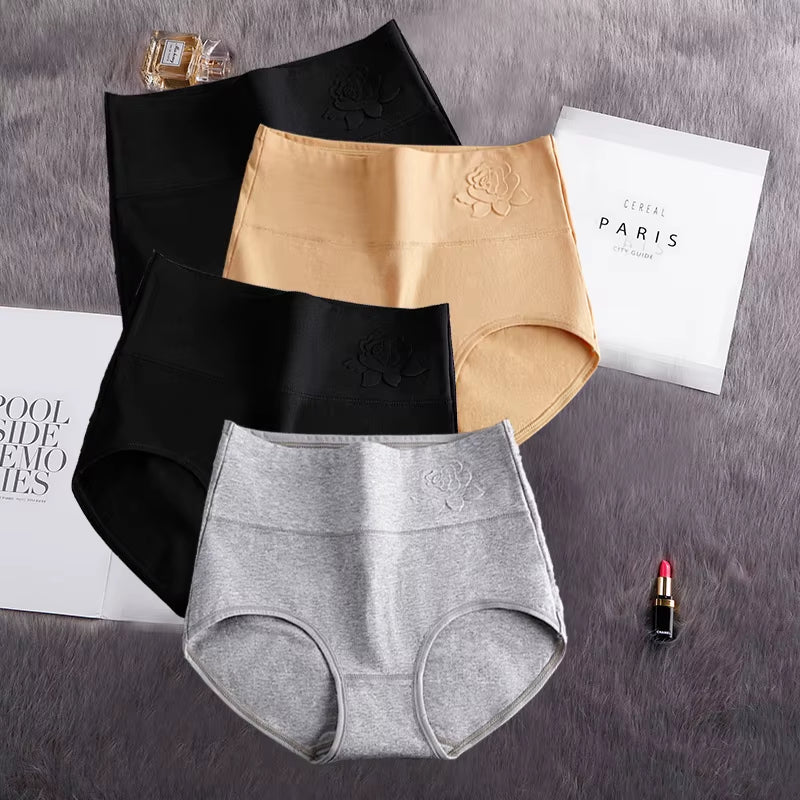 4Pcs/Lot Women'S Panties High Waist Underwear Cotton Abdominal plus Size Briefs Girls Seamless Underpants Sexy Lingeries Female