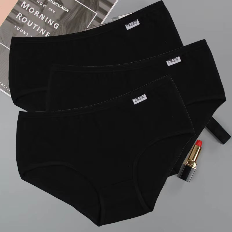 3Pcs/Lot plus Size Panties for Women'S Underwear Cotton Girls Briefs Solid Color Sexy Lingeries Female Shorts Underpant 3XL/4XL