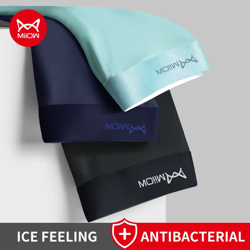 3Pcs Ice Silk Men Boxer Shorts Underwear Antibacterial Boxershorts Cueca Male Panties Fashion Men Underpants Lingeries 5XL
