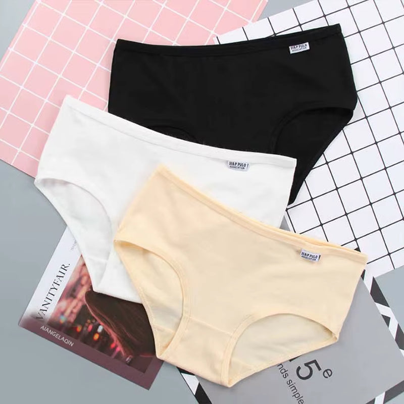 3Pcs/Lot plus Size Panties for Women'S Underwear Cotton Girls Briefs Solid Color Sexy Lingeries Female Shorts Underpant 3XL/4XL