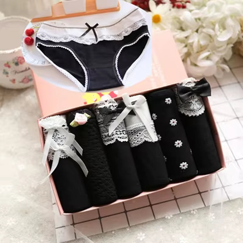 6 Pcs/ Underwear Women Girls Panties Ladies Underwear Briefs Panties Women Lace Lingeries Cueca Calcinhas Shorts Underpant