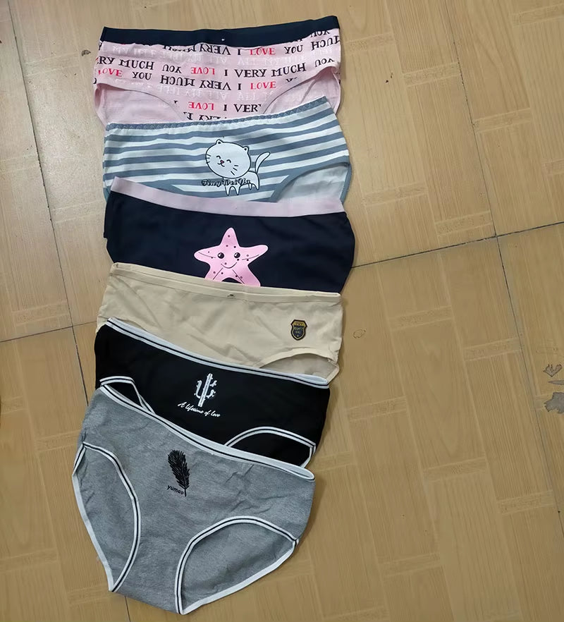 7Pcs/Set Panties Women'S Cotton plus Size Underwear Girls Briefs Seamless Sexy Lingeries Panty Female Print Underpant for Women