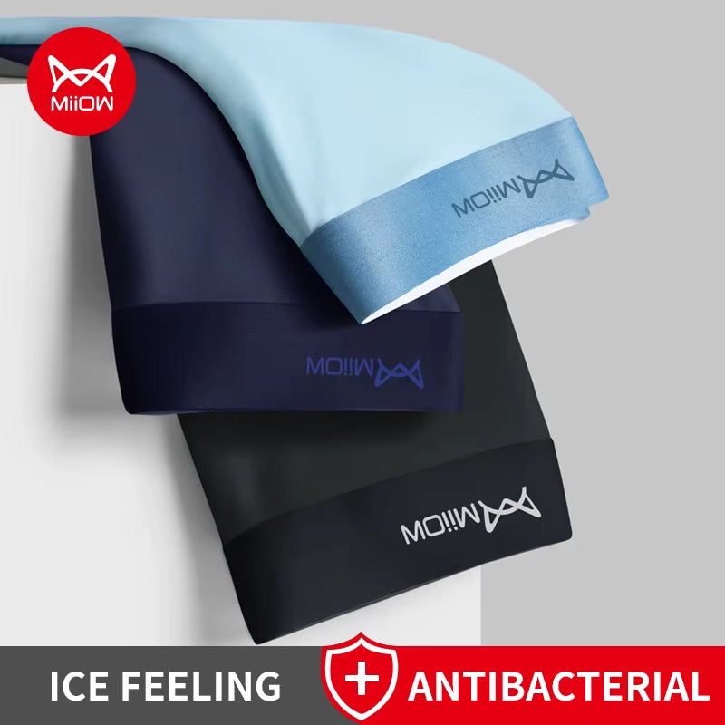 3Pcs Ice Silk Men Boxer Shorts Underwear Antibacterial Boxershorts Cueca Male Panties Fashion Men Underpants Lingeries 5XL