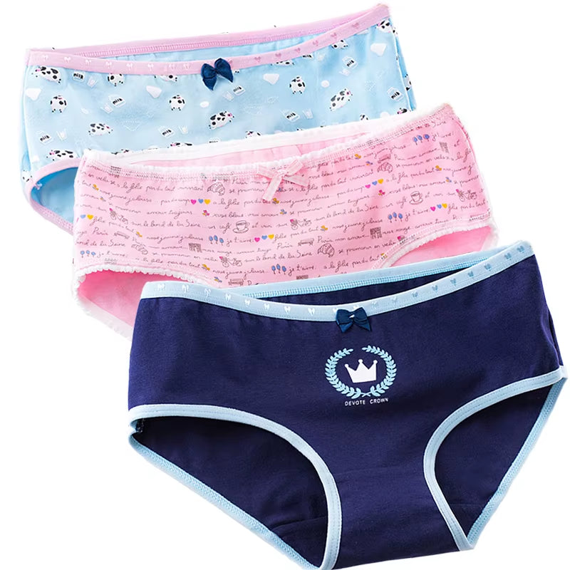 3Pcs/Lot Underwear Women'S Panties Girls Cotton Briefs Seamless Panty Breathable Bow plus Size Underpants Female Sexy Lingeries