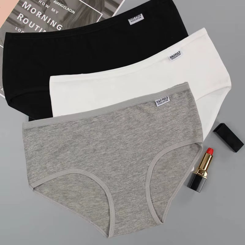 3Pcs/Lot plus Size Panties for Women'S Underwear Cotton Girls Briefs Solid Color Sexy Lingeries Female Shorts Underpant 3XL/4XL