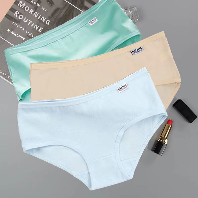 3Pcs/Lot plus Size Panties for Women'S Underwear Cotton Girls Briefs Solid Color Sexy Lingeries Female Shorts Underpant 3XL/4XL