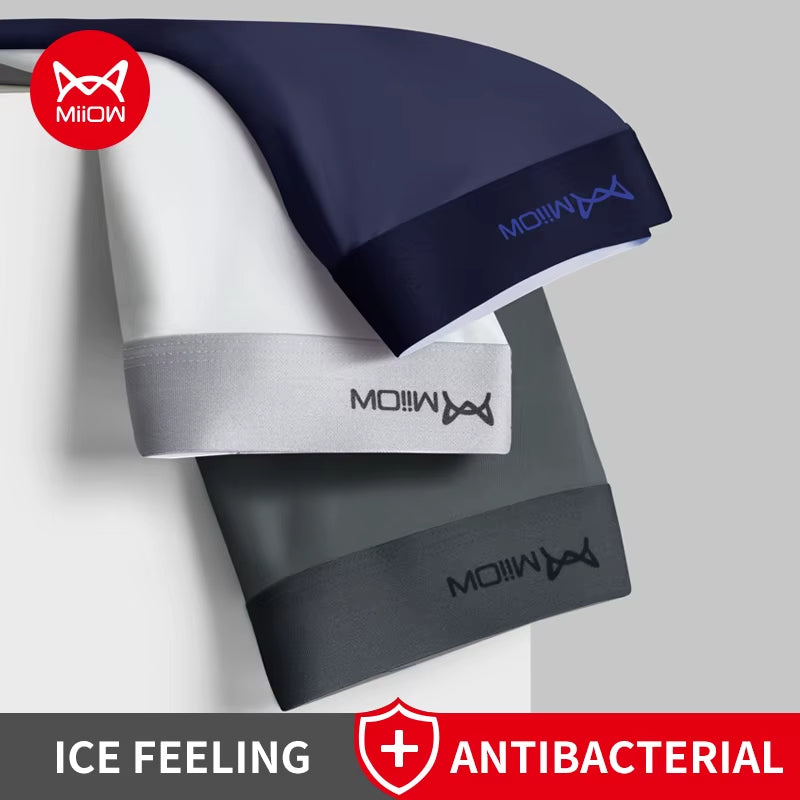 3Pcs Ice Silk Men Boxer Shorts Underwear Antibacterial Boxershorts Cueca Male Panties Fashion Men Underpants Lingeries 5XL