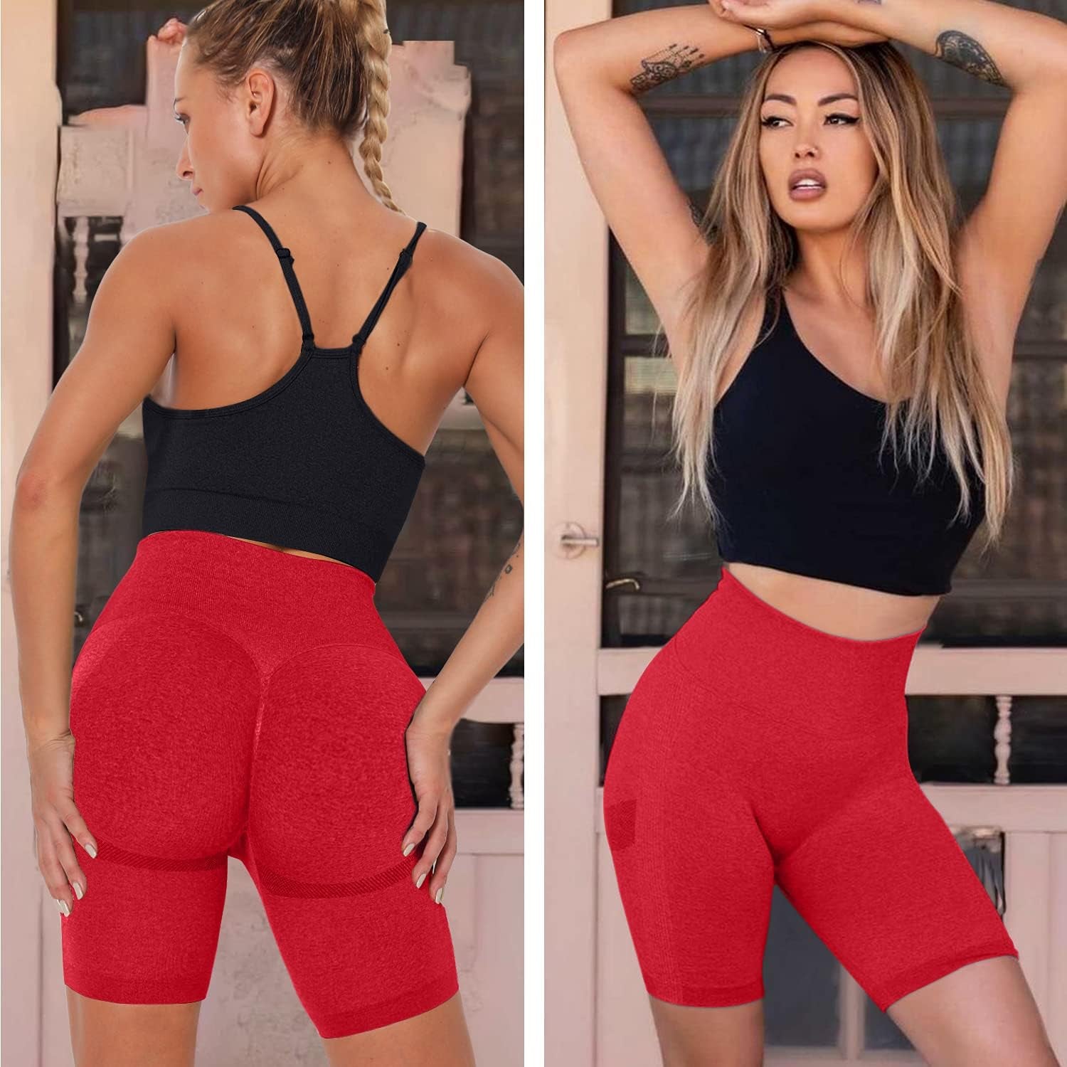 Scrunch Butt Lifting Seamless Shorts for Women High Waist Tummy Control Workout Biker Shorts Ruched Booty Lifting Leggings