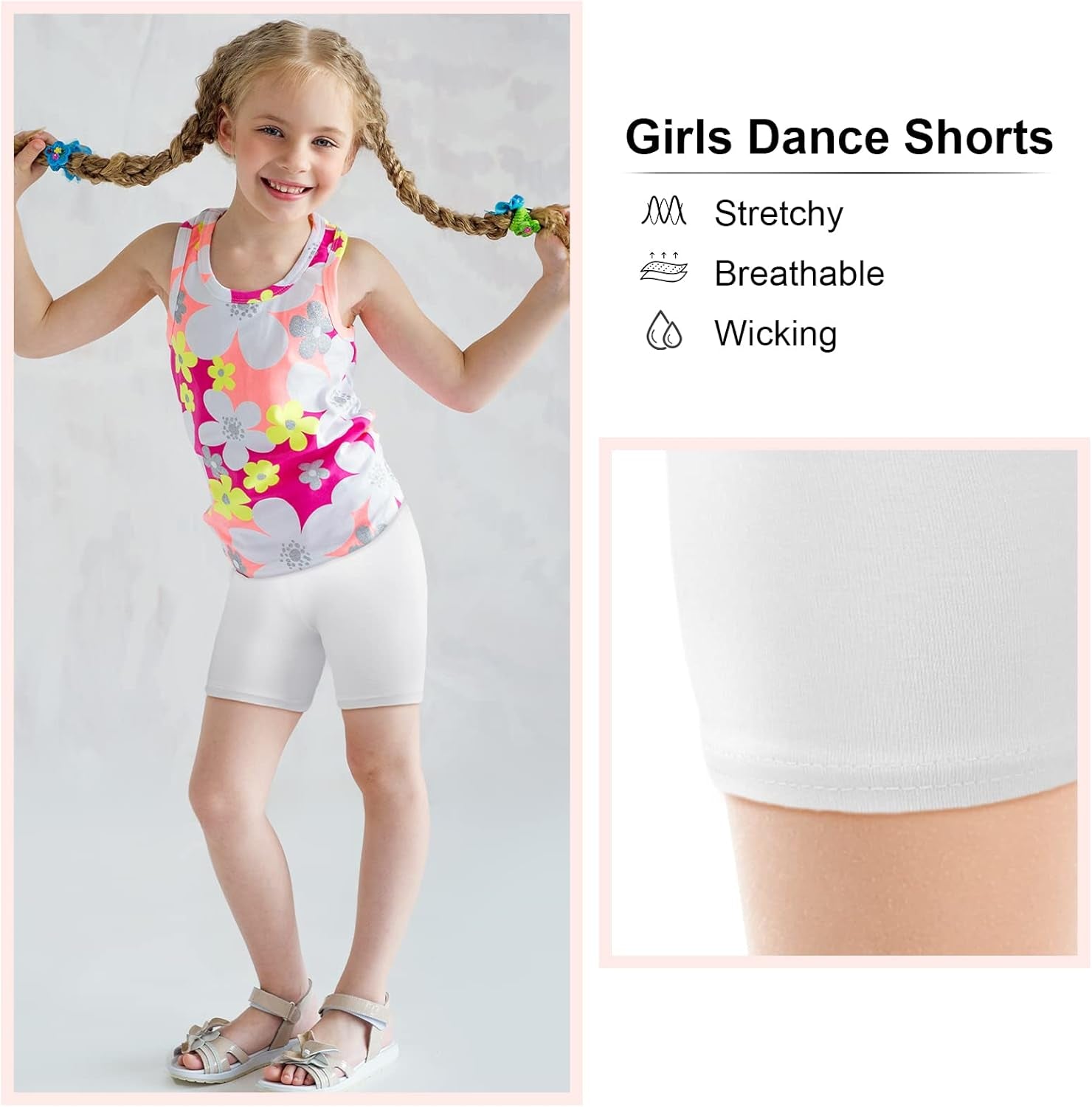 3 Pack Girls Dance Shorts Bike Shorts Long Shorts Breathable and Safety
