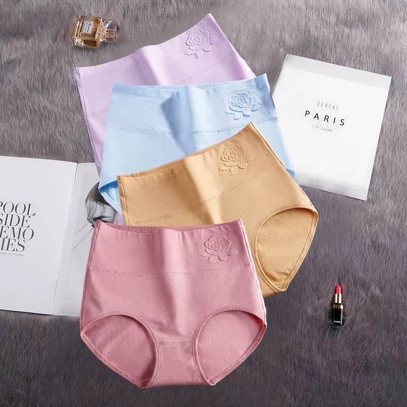 4Pcs/Lot Women'S Panties High Waist Underwear Cotton Abdominal plus Size Briefs Girls Seamless Underpants Sexy Lingeries Female