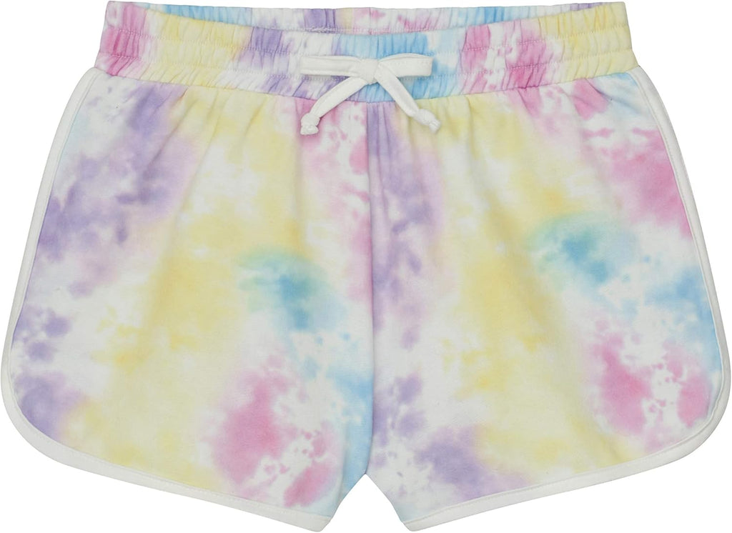 Girls 4 Piece Active Performance Dolphin Shorts with Faux Drawstring, Sports Running Shorts for Kids