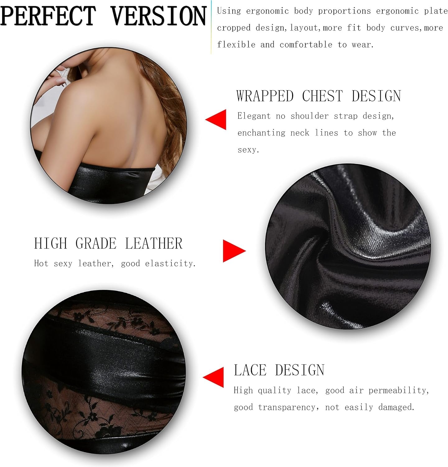 Women Wet Look Clubwear Faux Leather Tight Mini Bodycon Dress