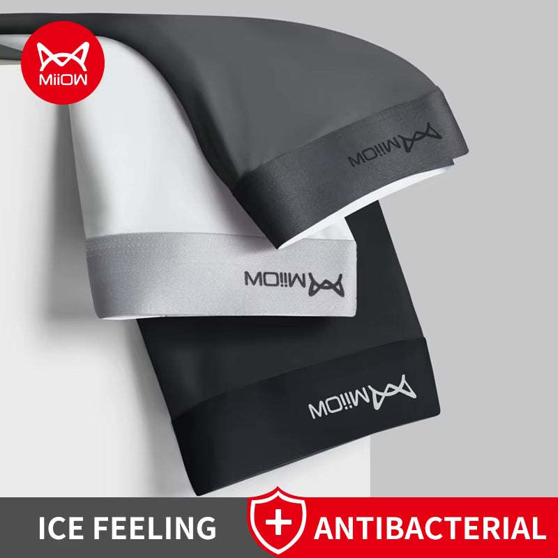 3Pcs Ice Silk Men Boxer Shorts Underwear Antibacterial Boxershorts Cueca Male Panties Fashion Men Underpants Lingeries 5XL